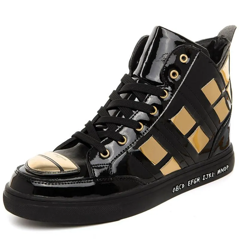 Men's Gold Designer High Top Ankle Shoe
