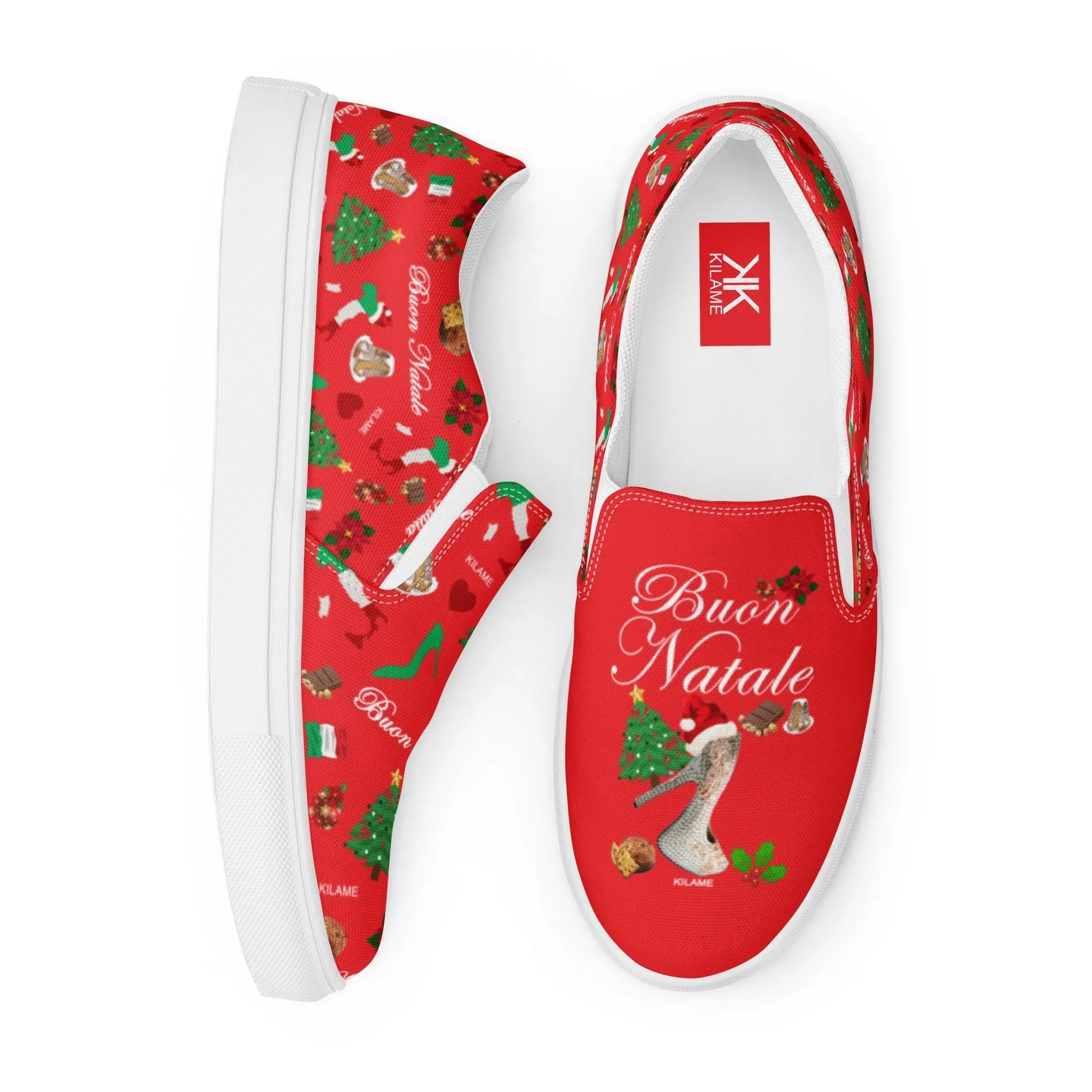 Women’s slip-on canvas shoes 'Buon Natale Italiano'